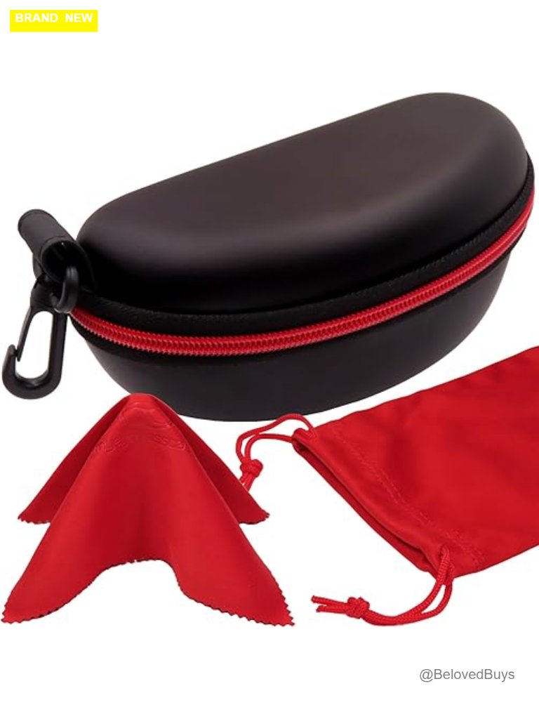 Semi Hard Eva Sunglasses Case With Belt Clip & Microfiber Pouch